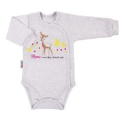 Body rozpinane z długim rękawem trip szary/różowy 056