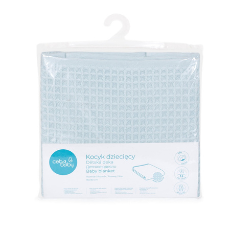 Kocyk dziecięcy waffle line mist blue 90x90 Ceba Baby