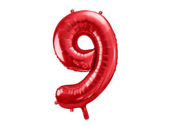 Balon foliowy cyfra 9 czerwony 86cm 169067