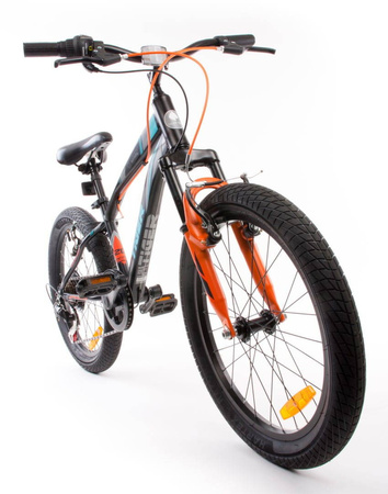 Rowerek 20 cali Tiger Bike Shimano RevoShift czarno-turkusowo-szaro-pomarańczowy 644031 Rower