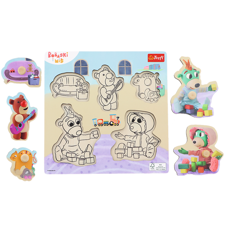 Trefl Zabawka drewniana Puzzle mini Bobaski i Miś 616217