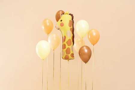 Balon foliowy cyfra 1 Żyrafa 42x90cm mix 019362