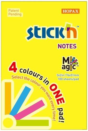 Stick'n Notes samoprz.Magic Pad 51x76mm neon mix 100k. 217696