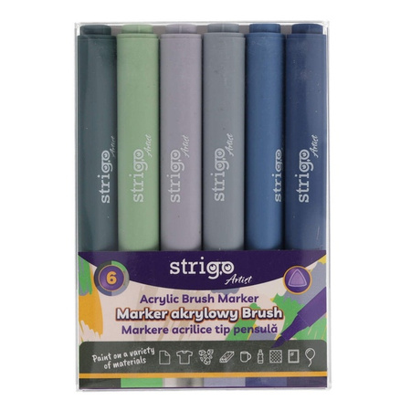 Strigo Marker Akrylowy z Końcówką Brush w Trójkątnej Obudowie w 6 Kolorach 854300
