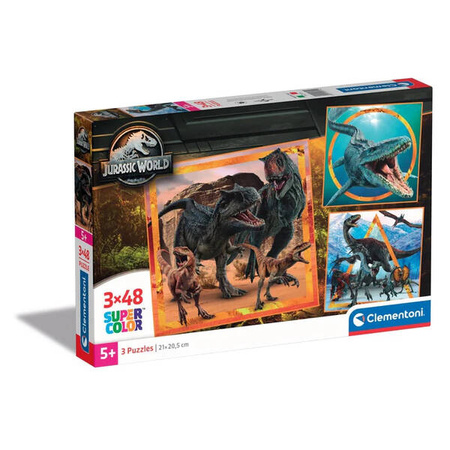 Clementoni Puzzle 3x48 Super Kolor Jurassic World 253142