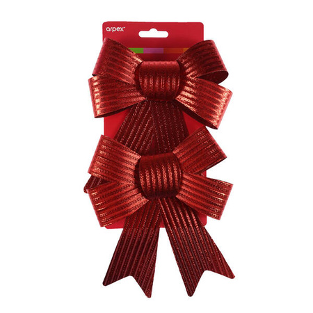 Zestaw kokard dekoracyjnych - prążki 2szt czerwonych 225496