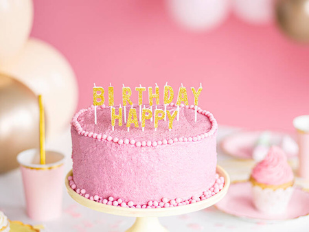 Świeczki urodzinowe Happy Birthday 13szt 2,5cm złote 105850