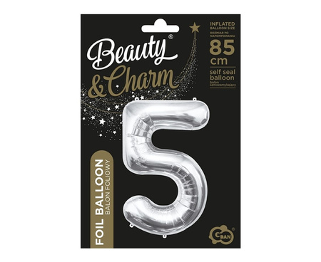 Balon foliowy B&C Cyfra 5 srebrna 85 cm 109498