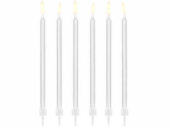 Świeczki urodzinowe gładkie białe 12szt 14cm 105881
