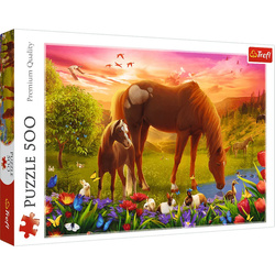 Puzzle Trefl 500 Konie na łące 374513