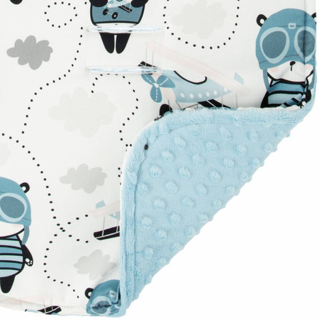 Duża Bambusowa wkładka do wózka Panda pilot z minky sky 86x37cm 415704