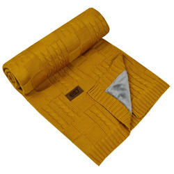 Eko kocyk dzianina+ futerko musztardowy 117539