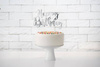 Topper na tort happy birthday, srebrny, 22,5cm