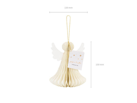 Dekoracja papierowa honeycomb Aniołek 15cm ecru 012431