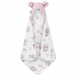 Bambusowy kocyk do fotelika Lunapark z minky sepia rose 90x90cm 418637