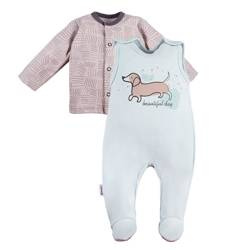 Komplet niemowlęcy LAZY DAYS niebieski/szary 068