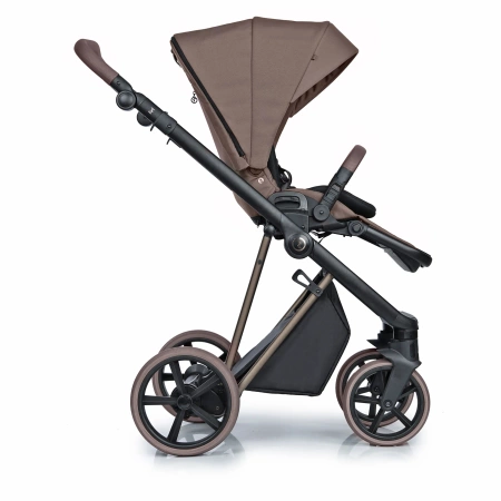 Roan wózek dziecięcy iVI 2.0 Vintage Collection Almond Sugar black perforated handle stelaż Champagne black perforated handle black tires