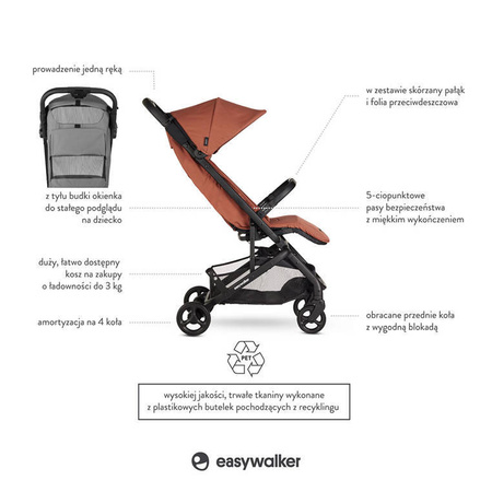 Easywalker Miley 2 Kompaktowy wózek spacerowy z torbą transportową Sunset Red 112962