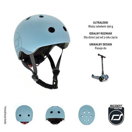 Scootandride kask s-m dla dzieci 3+ steel