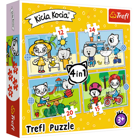 Puzzle trefl 4w1 dzień kici koci