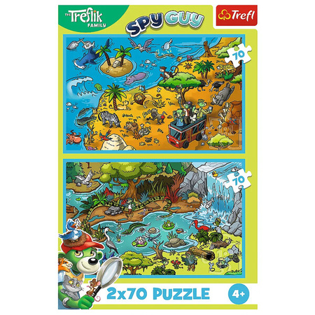 Puzzle Trefl 2x70 Trefliki w krainie Zwierząt 344455