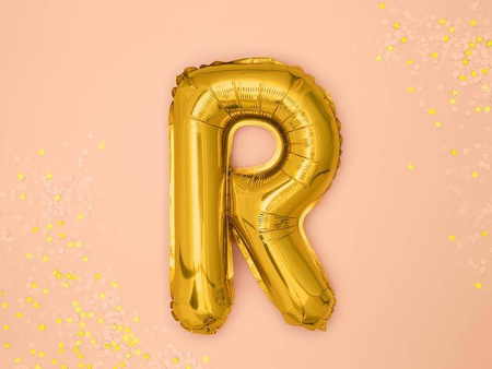 Balon foliowy litera "r", 35cm, złoty