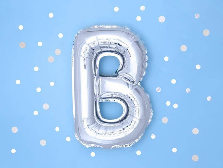 Balon foliowy litera "b", 35cm, srebrny