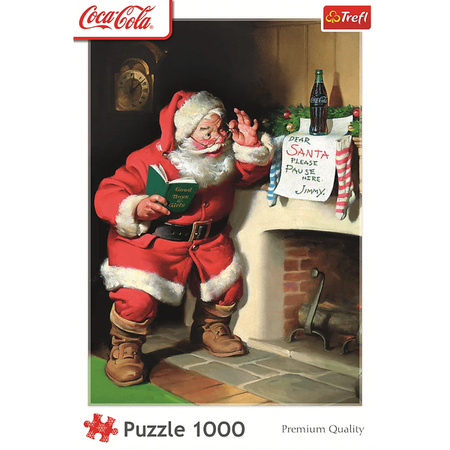 Puzzle Trefl 1000 Coca-Cola Mikołaj przy kominku 109221 