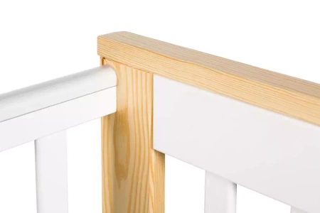 Klupś łóżeczko 120*60 iwo biały-sosna z szufladą i barierką