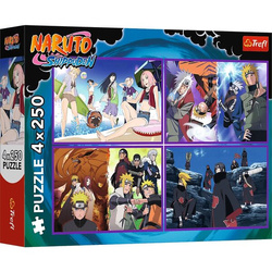 Puzzle Trefl 4x250 Przygody Naruto Uzumaki 133394