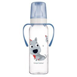 Canpol butelka "wesołe zwierzaki" 250ml z uchwytami 118451