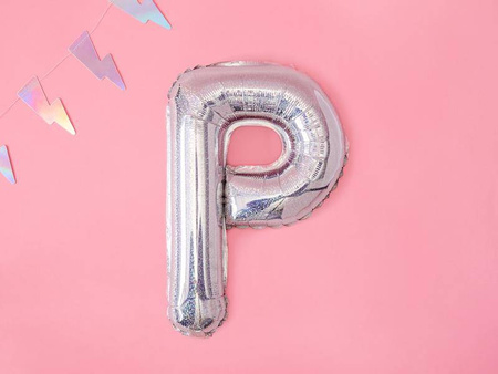 Balon foliowy litera "p", 35cm, holograficzny