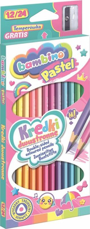 Kredki Dwustronne 12szt 24kol 18cm Pudełko Pastel Standard 642890