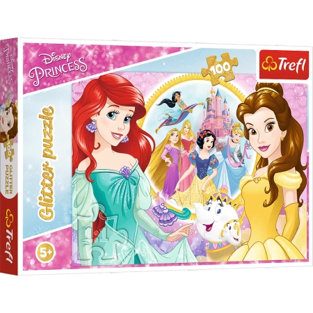 Puzzle Trefl 100 Glitter Wspomnienia Belli i Arielki 148190