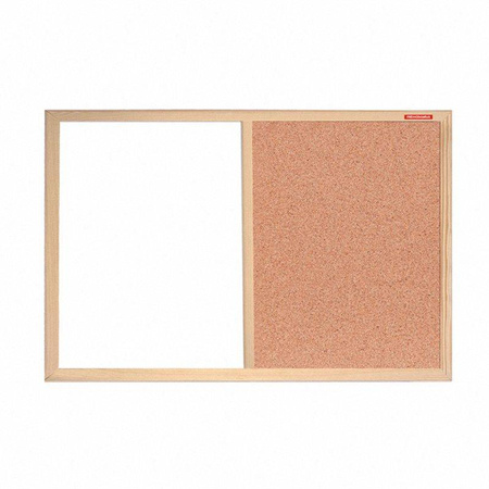 Tablica Duo MEMOBE korkowo-suichościeralna magnetyczna biała rama drewniana 60x40cm 053689