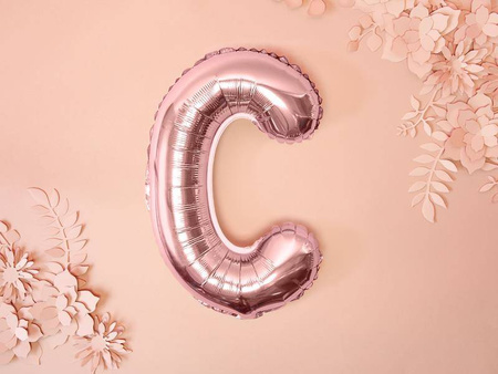 Balon foliowy litera "c", 35cm, różowe złoto