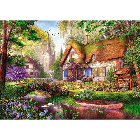 Puzzle Trefl 1000 Premium Plus Tea Time Urocza chatka w lesie 108014