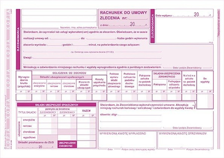 Druk rachunek do umowy zlecenia a5 (o+k) 511-3r