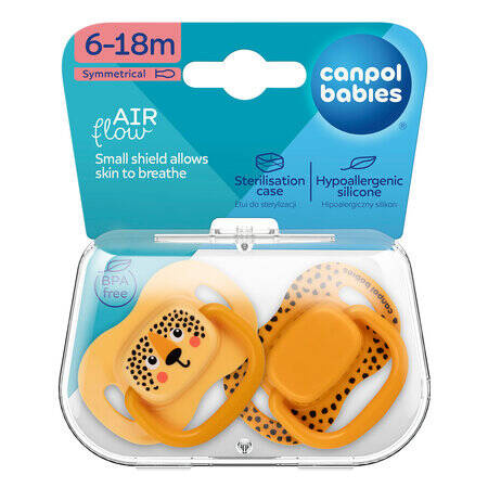 Canpol Smoczek uspokajający silikon 6-18 m symetryczny BabiesBoo pom.2szt 889521