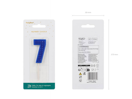 Świeczka urodzinowa Cyferka 7 6cm niebieski 031357