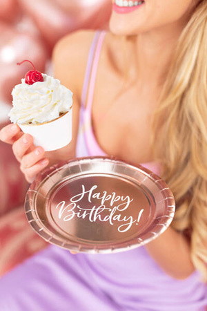 Talerzyki Happy Birthday! różowe złoto 18cm A'6 174726