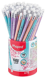 Maped Ołówek z gumką Blackpeps Pastel Hb trójkątny (kol.fiolet,róż,turkus) 517206
