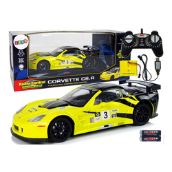 Auto sportowe wyścigowe R/C 1:18 Corvette C6.R żółte,2.4G światła 756617