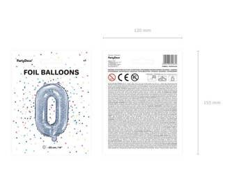 Balon foliowy cyfra 0 holograficzny 35cm 792869