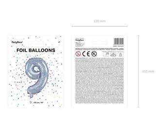 Balon foliowy cyfra 9 holograficzny 35cm 792951
