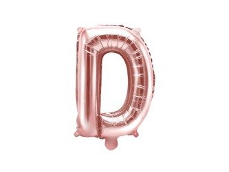Balon foliowy litera "d", 35cm, różowe złoto