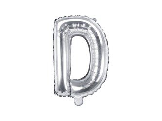Balon foliowy litera "d", 35cm, srebrny