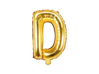 Balon foliowy litera "d", 35cm, złoty