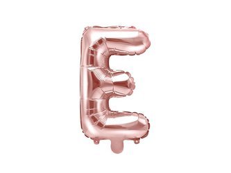 Balon foliowy litera "e", 35cm, różowe złoto