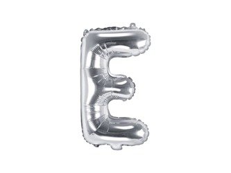 Balon foliowy litera "e", 35cm, srebrny